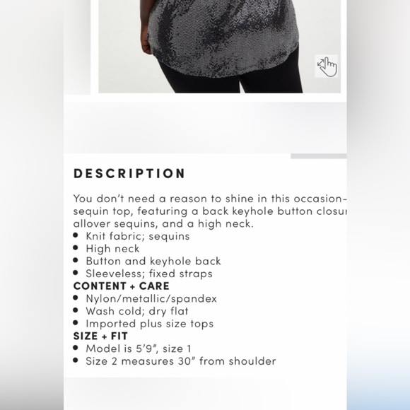 Torrid size 1 high neck black silver sequin tank glitter sparkle - Picture 3 of 10